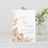 Invitation Pampas Grass Dusty Pink Enregistrer la date Annonc (Debout devant)