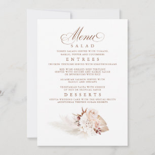 Invitation Pampas Grass Elegant Mariage doux Menu