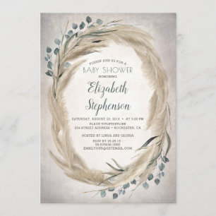 Invitation Pampas Grass et Baby shower Boho vert