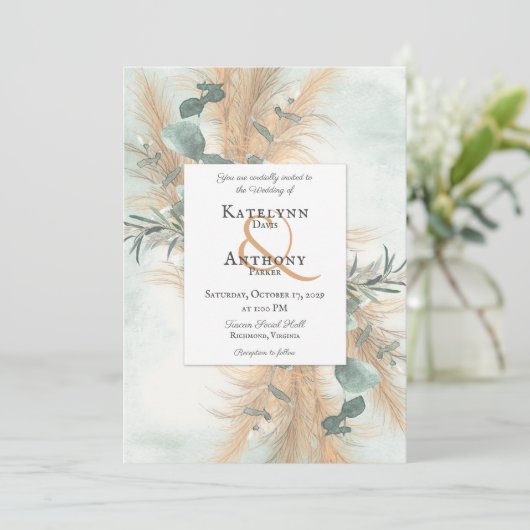 Invitation Pampas Grass et cadre Eucalyptus Invit (Debout devant)