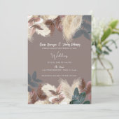 Invitation Pampas Grass et Feuille Mariage de la terre bohème (Debout devant)