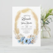 Invitation Pampas Grass et Fleurs Bleues Dusty Brunch nuptial (Debout devant)