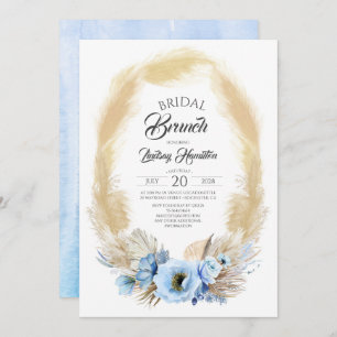 Invitation Pampas Grass et Fleurs Bleues Dusty Brunch nuptial