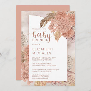Invitation Pampas Grass et Hydrangeas Blooms Baby Brunch Inv