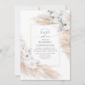 Invitation Pampas Grass et Orchidées Blanches Baby shower exo (Devant)