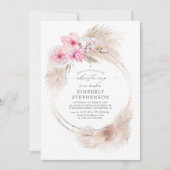 Invitation Pampas Grass et Orchidées roses Filles Christening (Devant)