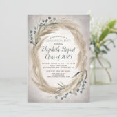 Invitation Pampas Grass et verdure Boho Chic Graduation (Debout devant)
