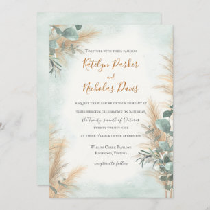 Invitation Pampas Grass Eucalyptus Boho Mariage