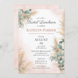 Invitation Pampas Grass Eucalyptus Green Bridal Luncheon