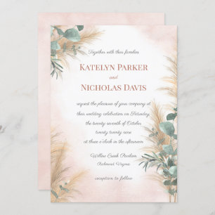 Invitation Pampas Grass Eucalyptus Vert Boho Mariage Invi