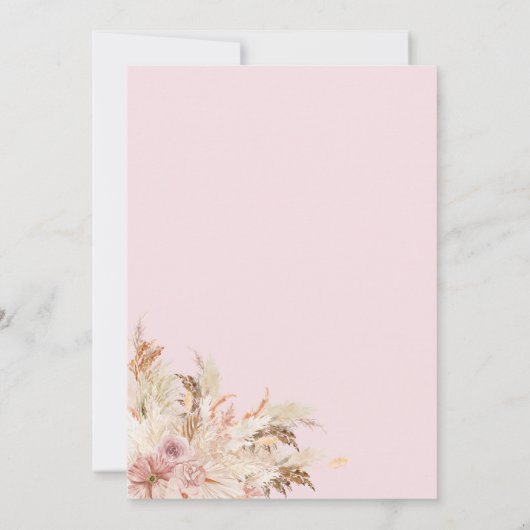 Invitation Pampas Grass Fall Rose nuptiale douche (Dos)