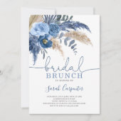 Invitation Pampas Grass Fête des mariées bleu floral invitati (Devant)