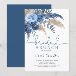 Invitation Pampas Grass Fête des mariées bleu floral invitati