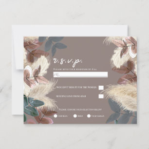 Invitation Pampas Grass & Feuille Earthy Bohemian Wedding RSV