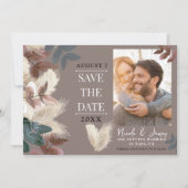 Invitation Pampas Grass Feuilles Terme Bohême Enregistrer la (Devant)