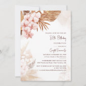 Invitation Pampas Grass Floral 80e anniversaire fête (Devant)