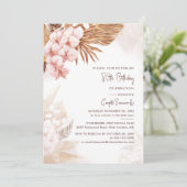Invitation Pampas Grass Floral 80e anniversaire fête (Debout devant)