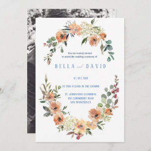 Invitation Pampas Grass Floral Bourgogne Terracotta Mariage 