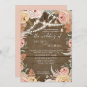 Invitation Pampas Grass Floral Edison illumine Mariage rustiq (Devant / Derrière)