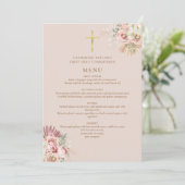 Invitation Pampas Grass Floral First Holy Communal Menu (Debout devant)
