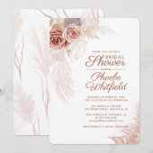 Invitation Pampas Grass Floral Terracotta Fête des mariées (Devant / Derrière)