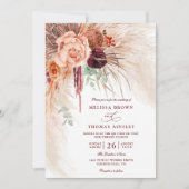 Invitation Pampas Grass Floral Terracotta QR Code Wedding (Devant)