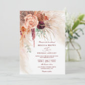 Invitation Pampas Grass Floral Terracotta QR Code Wedding (Debout devant)