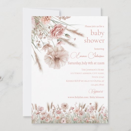 Invitation Pampas Grass Garden Party Invite (Devant)