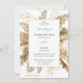 Invitation Pampas Grass & Gold Boho Mariage V2 (Devant)