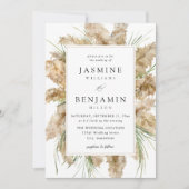 Invitation Pampas Grass & Green Mariage 2 (Devant)