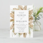 Invitation Pampas Grass & Green Mariage 2 (Debout devant)