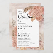 Invitation Pampas Grass Hydrangeas Blooms Graduation Party (Devant / Derrière)
