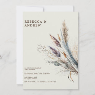 Invitation Pampas Grass   Mariage minimaliste Boho