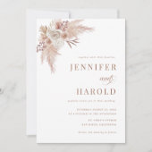 Invitation Pampas Grass Minimal Plain All in One Mariage (Devant)