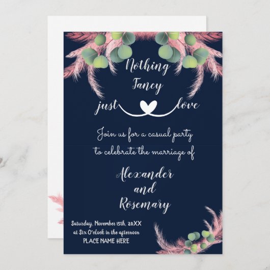 Invitation Pampas Grass Nothing Fancy just Love Elope (Devant / Derrière)