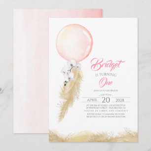 Invitation Pampas Grass Orchidées Blanches Ballons Anniversai
