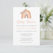 Invitation Pampas Grass Pastel Pink Rainbow Baby shower Invit (Debout devant)