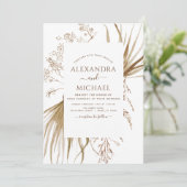 Invitation Pampas Grass Photo Bohemian Boho Mariage (Debout devant)
