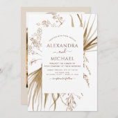 Invitation Pampas Grass Photo Bohemian Boho Mariage (Devant / Derrière)