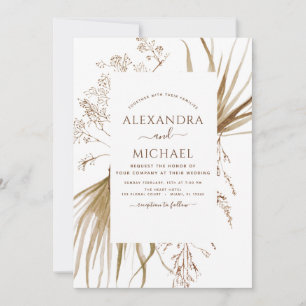Invitation Pampas Grass Photo Bohemian Boho Mariage