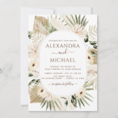 Invitation Pampas Grass Photo Bohemian Boho Mariage (Devant)