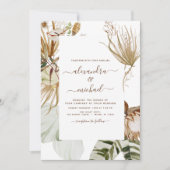 Invitation Pampas Grass Photo Bohemian Boho Mariage tropical (Devant)