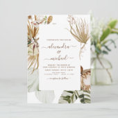 Invitation Pampas Grass Photo Bohemian Boho Mariage tropical (Debout devant)