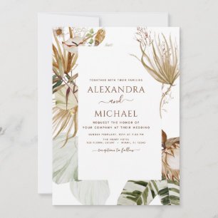 Invitation Pampas Grass Photo Bohemian Boho Mariage tropical