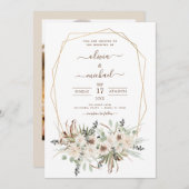 Invitation Pampas Grass Photo Boho Eucalyptus Mariage (Devant / Derrière)