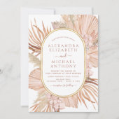 Invitation Pampas Grass Photo Boho Mariage tropical (Devant)