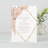 Invitation Pampas Grass Photo Boho Mariage tropical (Debout devant)