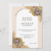 Invitation Pampas Grass Protea Script Photo Mariage (Devant)