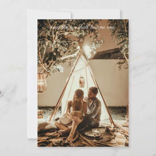 Invitation Pampas Grass Protea Script Photo Mariage (Dos)