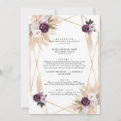 Invitation Pampas Grass Purpl Or Floral Tout En Un Mariage (Dos)
